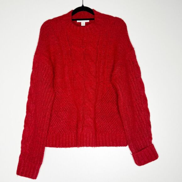 NEW Nordstrom Treasure Bond Red Equestrian Cable Knit Sweater Womens Size Medium - Picture 8 of 8